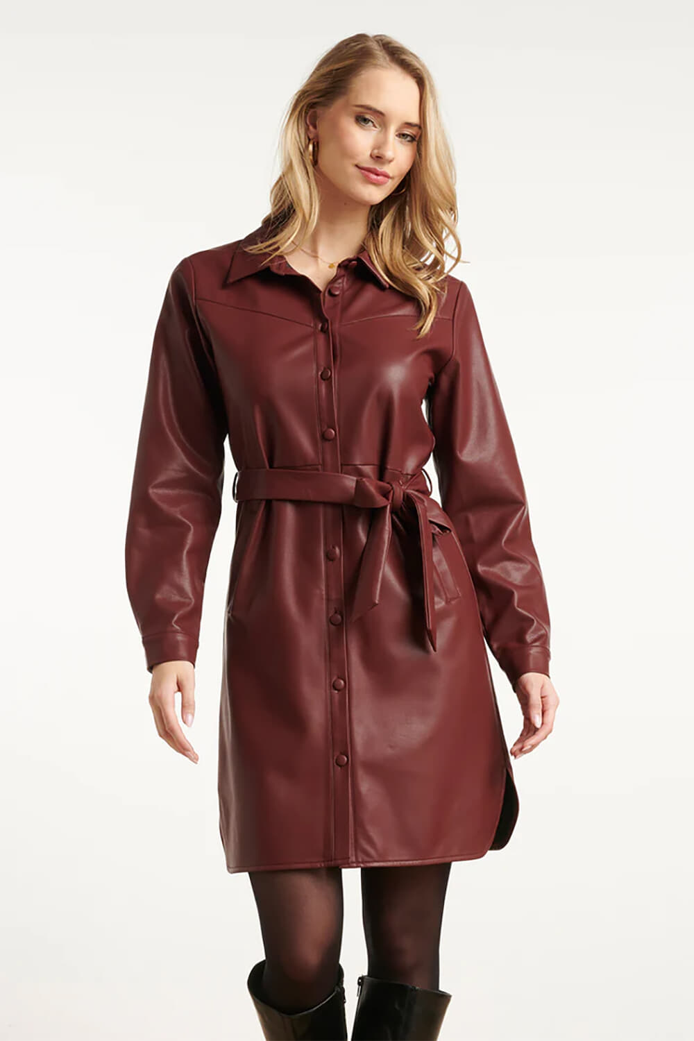 Smashed Lemon Jurk Bordeaux Rood