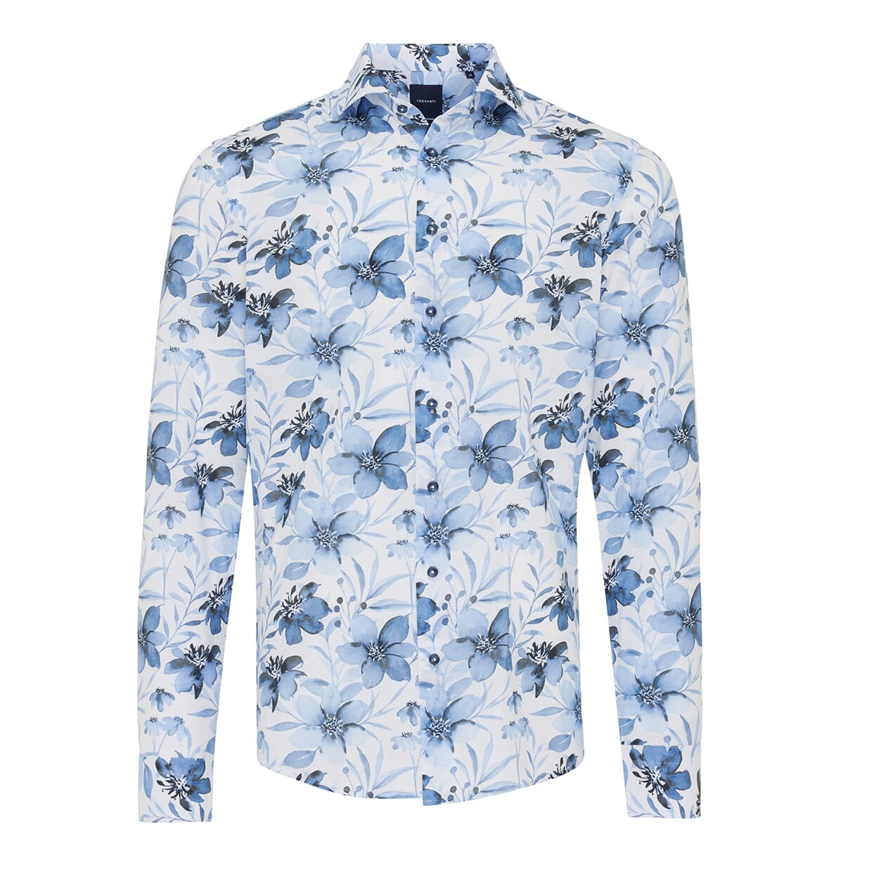 Tresanti Overhemd Casilda Big watercolor flowers Blauw