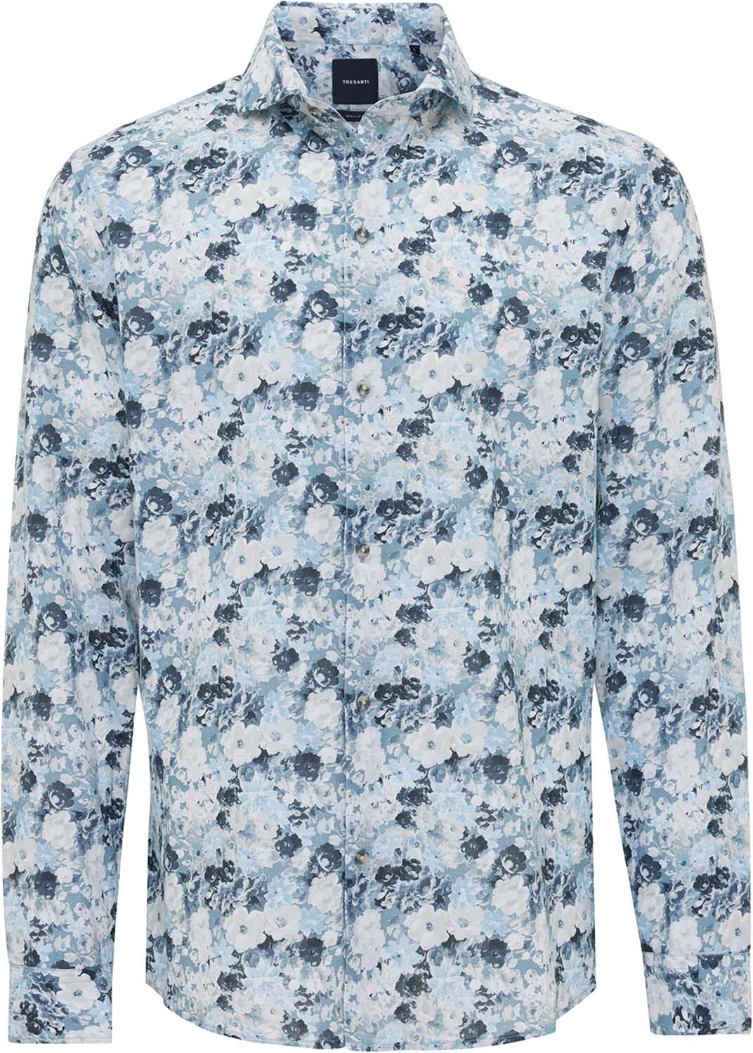 Tresanti Overhemd Emani Watercolor flowers Blauw