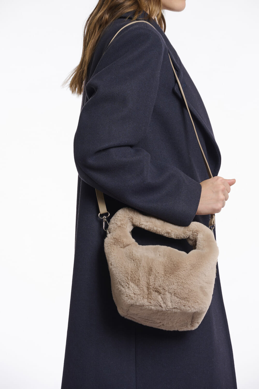 Rino & Pelle Crossbody Tas Cheryl Faux Fur Wit