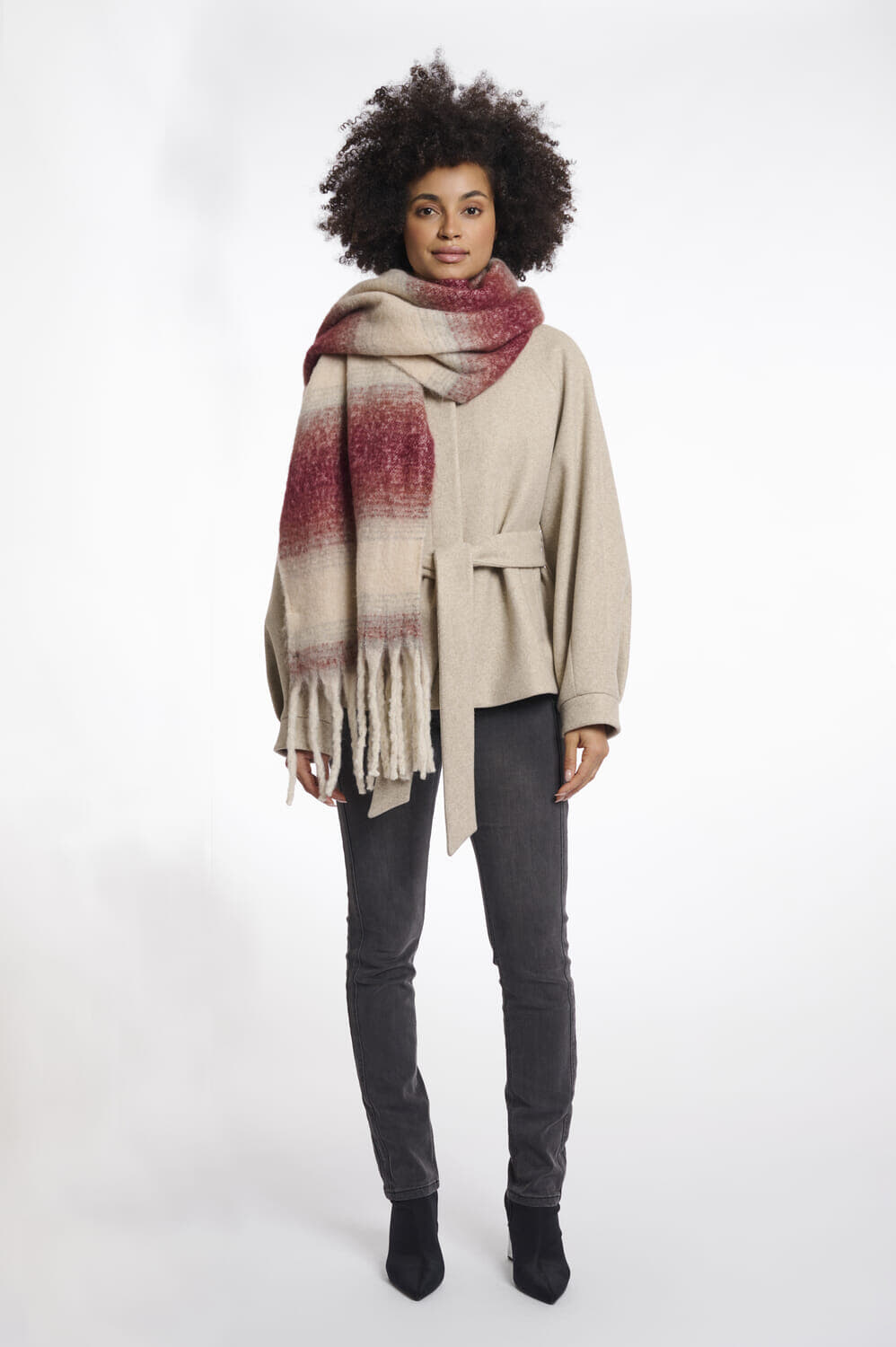 Rino & Pelle Sjaal Erica Ruit Bordeaux Rood