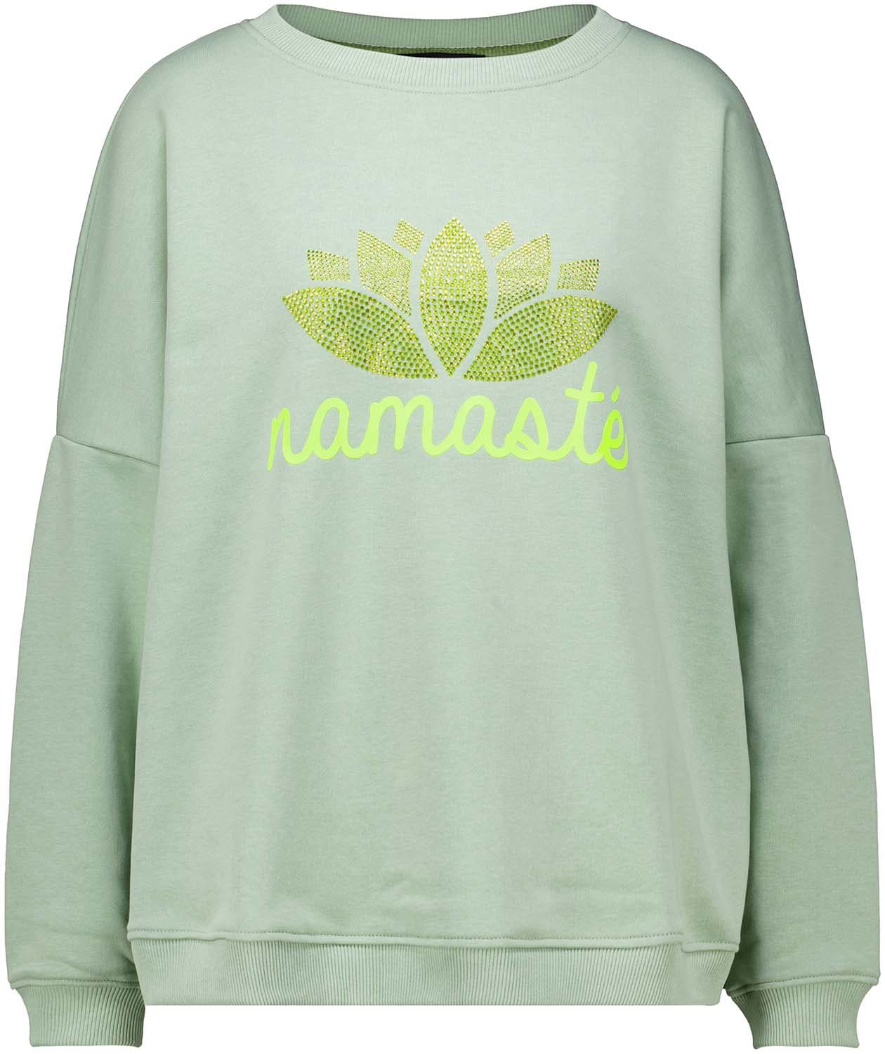 Miss Goodlife Sweater Namasté Double stras almond Groen