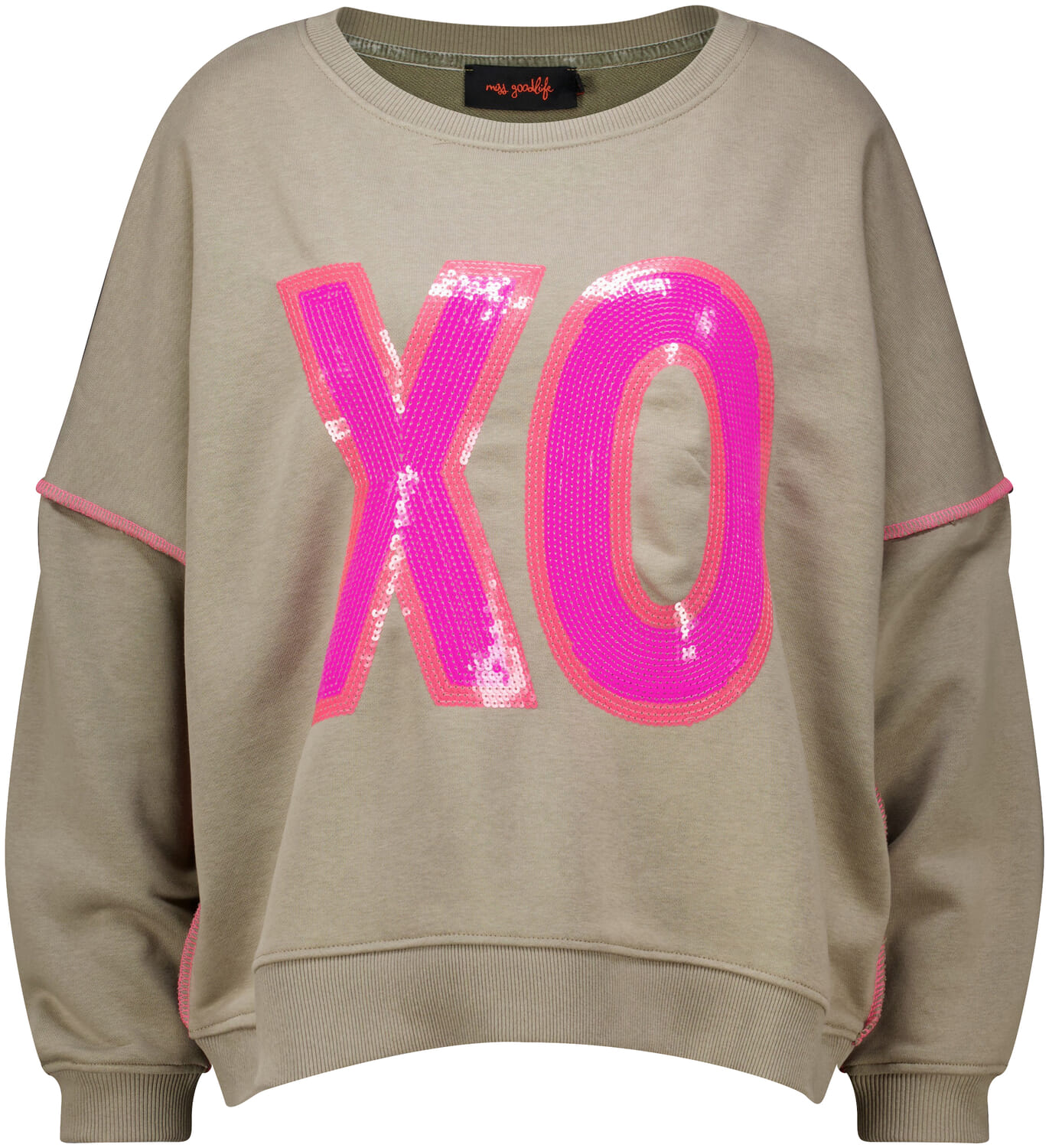 Miss Goodlife Sweater XO Pailette Groen