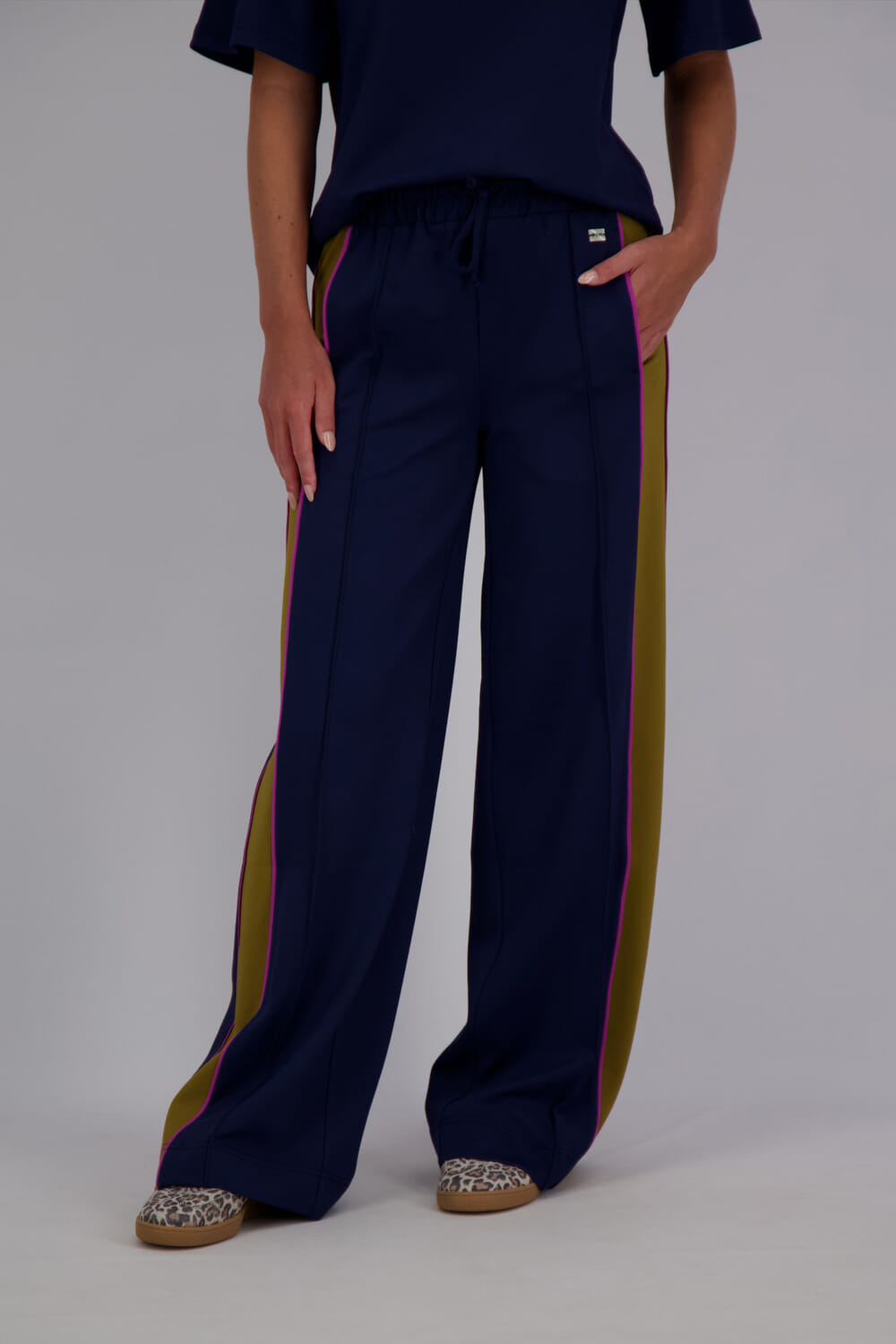Pom Amsterdam Pantalon Colourblock Nightfall Blauw