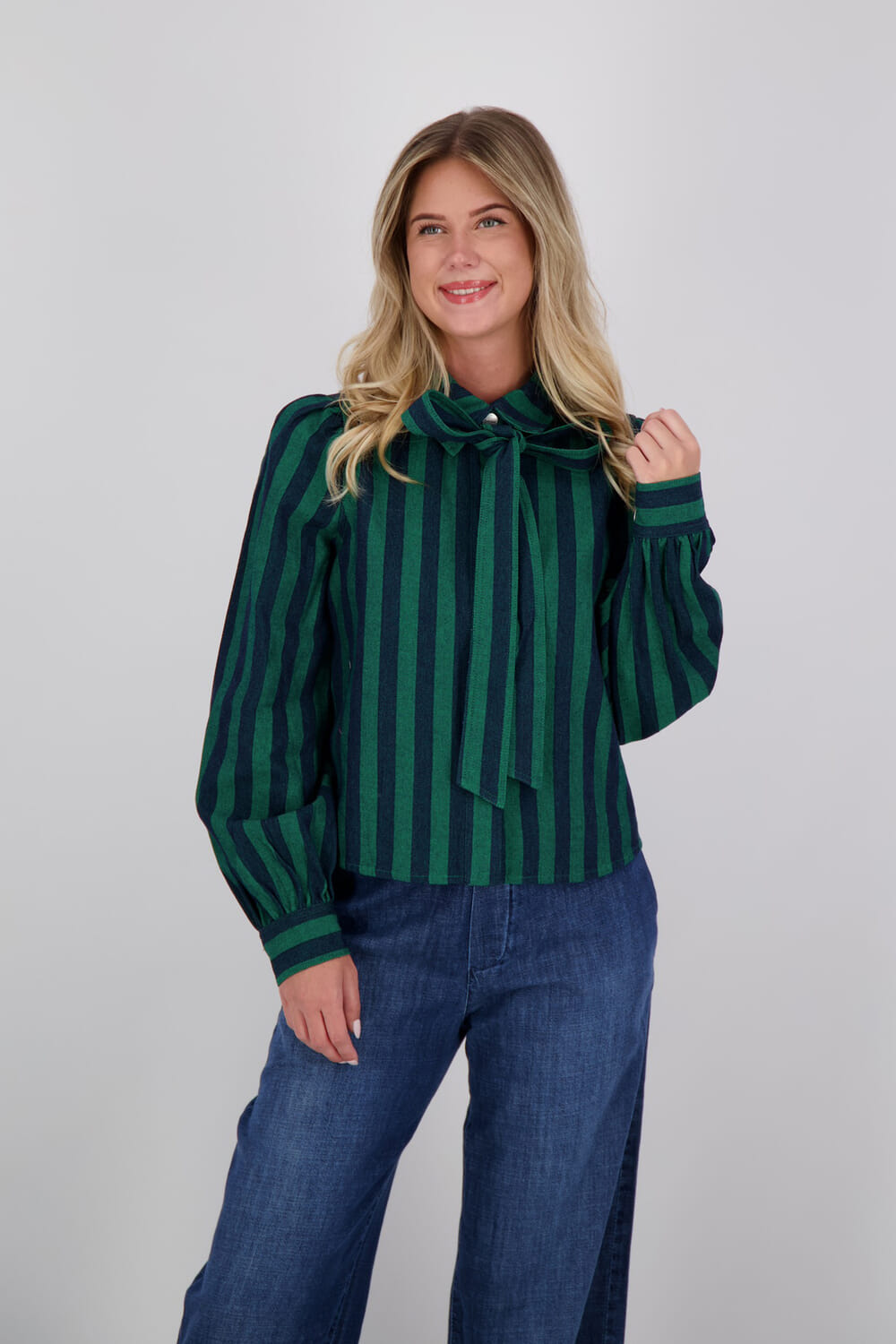 Pom Amsterdam Blouse Striped Groen