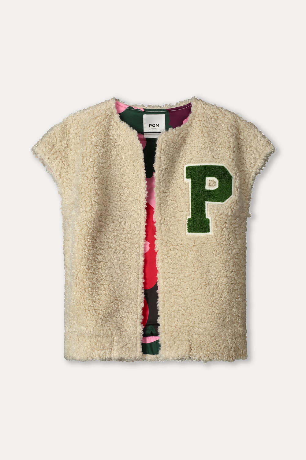 Pom Amsterdam Gilet Teddy Baseball Wit