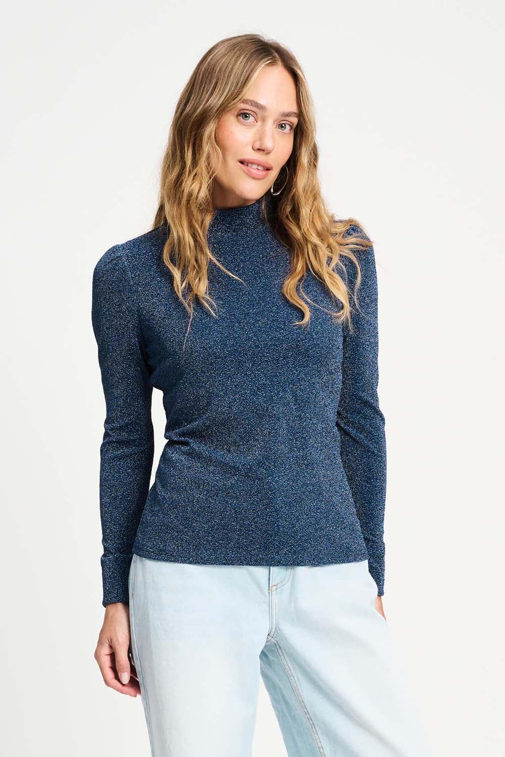 Pom Amsterdam Top Glitter Blauw Pom Amsterdam Top Glitter Blauw