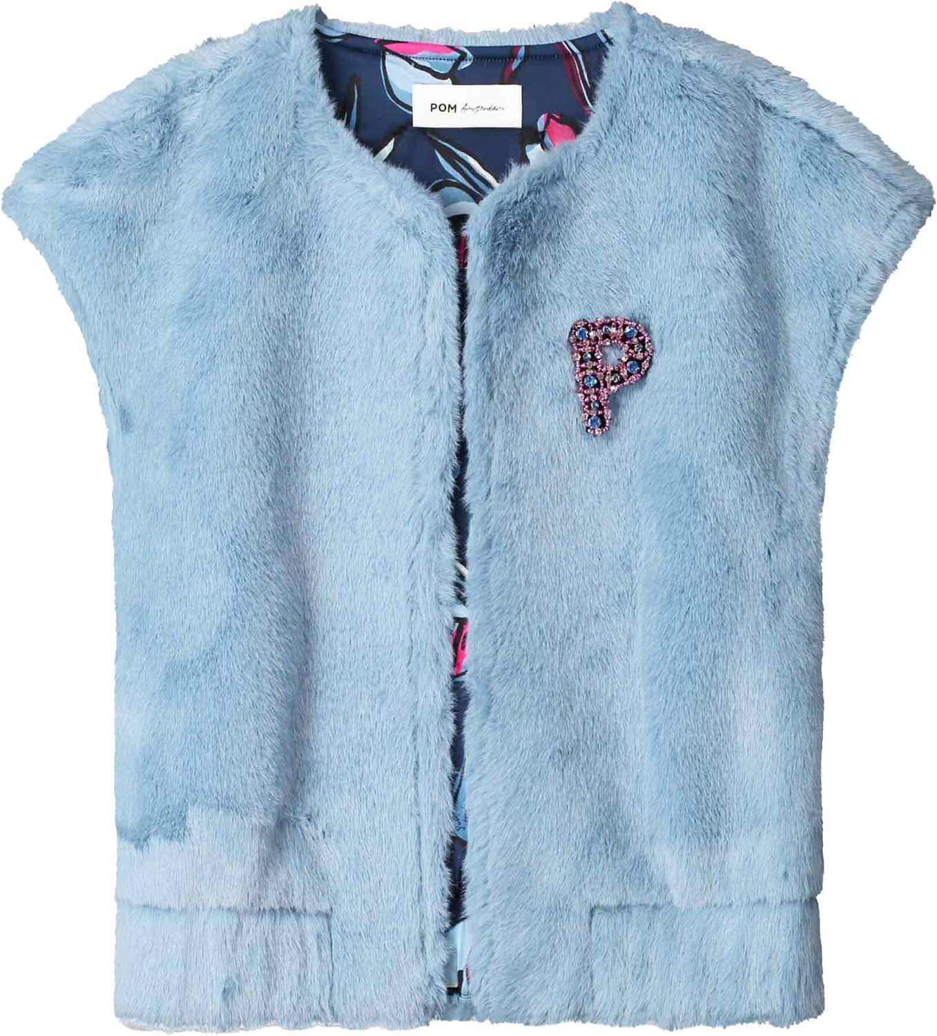Pom Amsterdam Gilet Fur Blauw Pom Amsterdam Gilet Fur Blauw