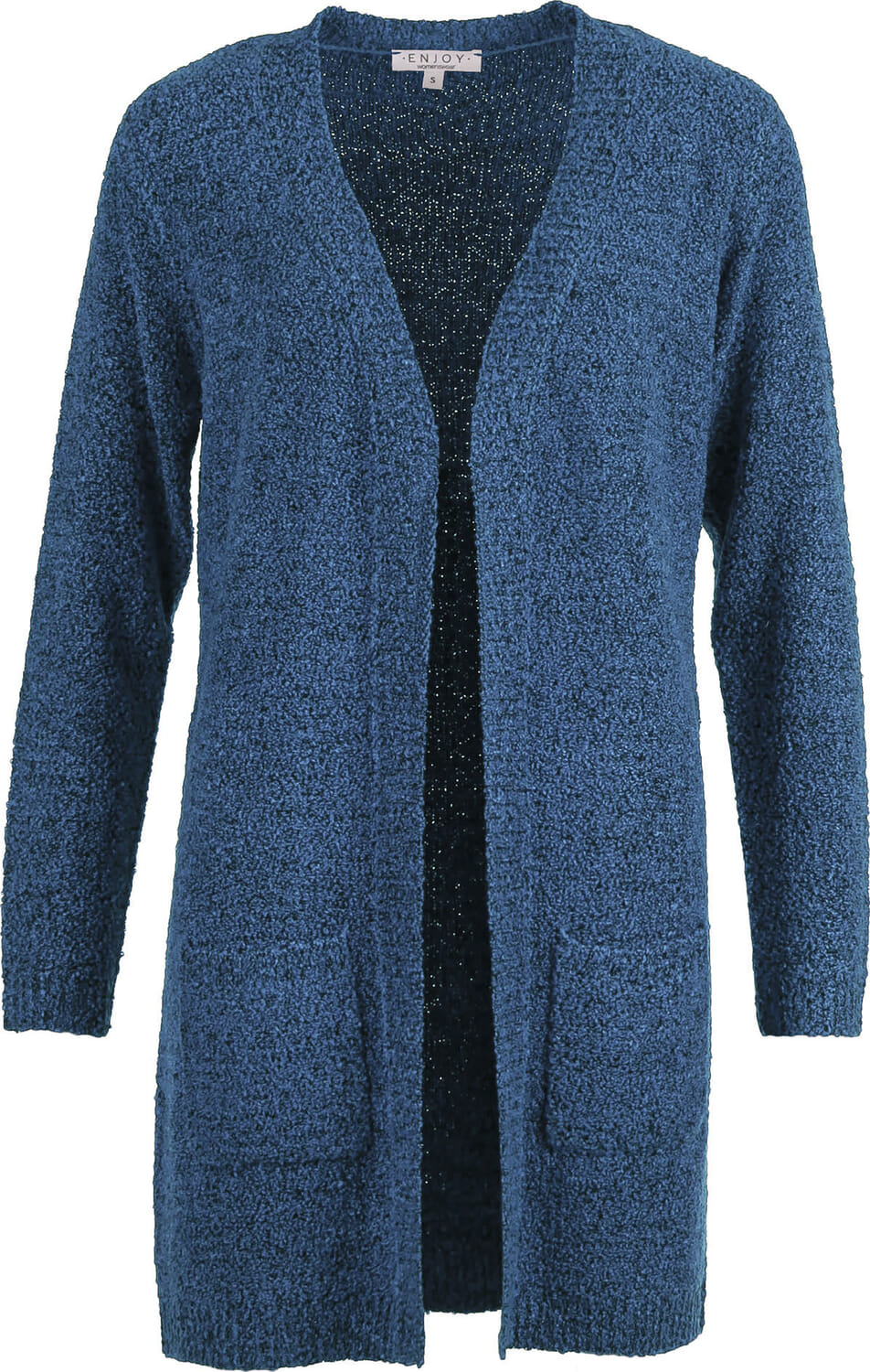 Enjoy Vest Lang Bouclé Blauw