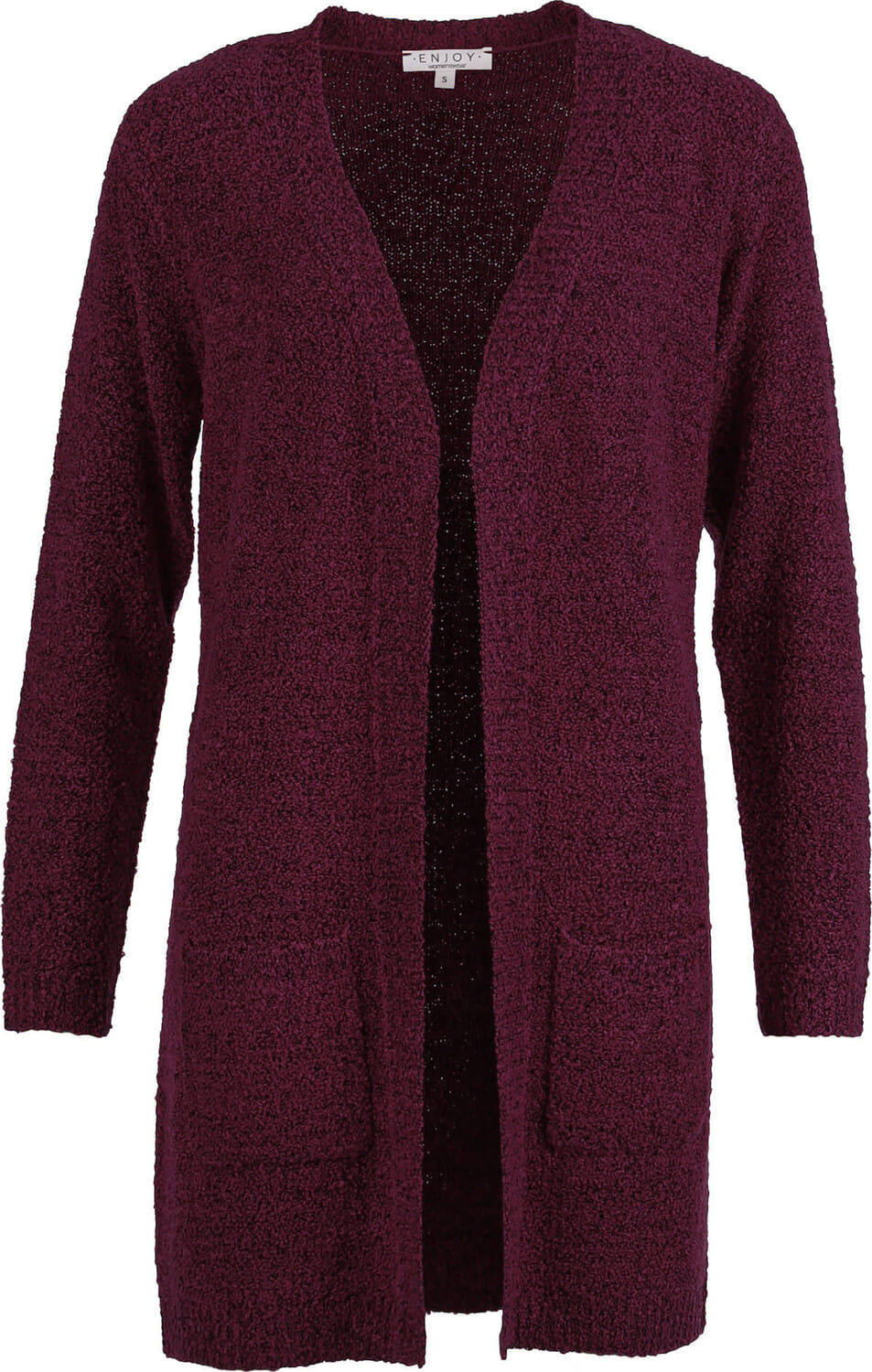 Enjoy Vest Lang Bouclé Bordeaux Rood