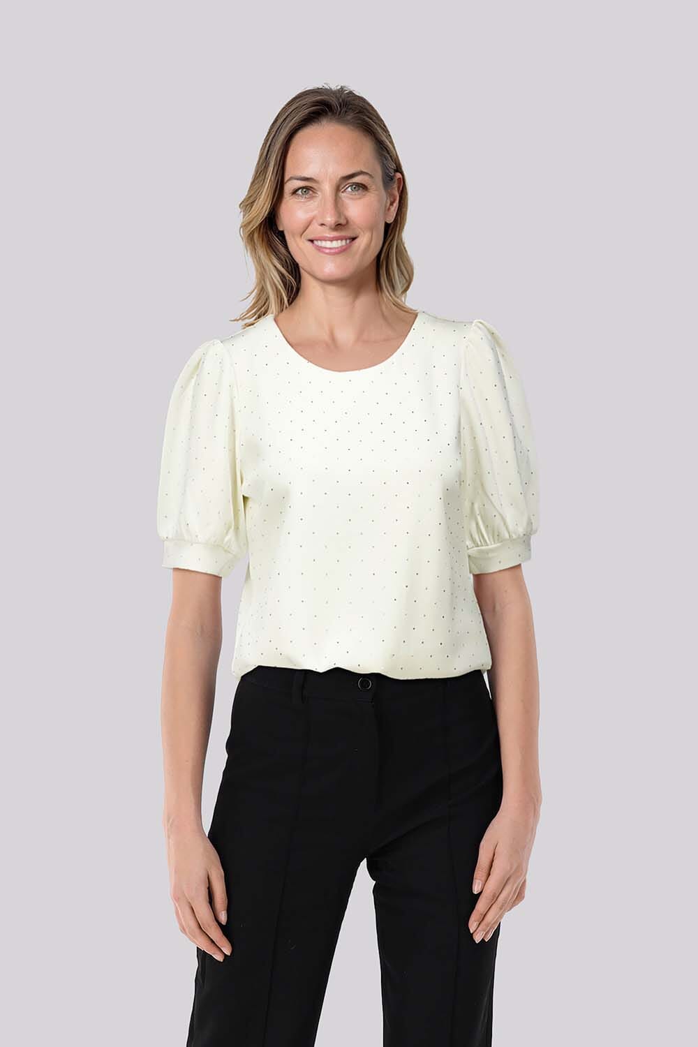 Enjoy Top met Strass Steentjes Wit