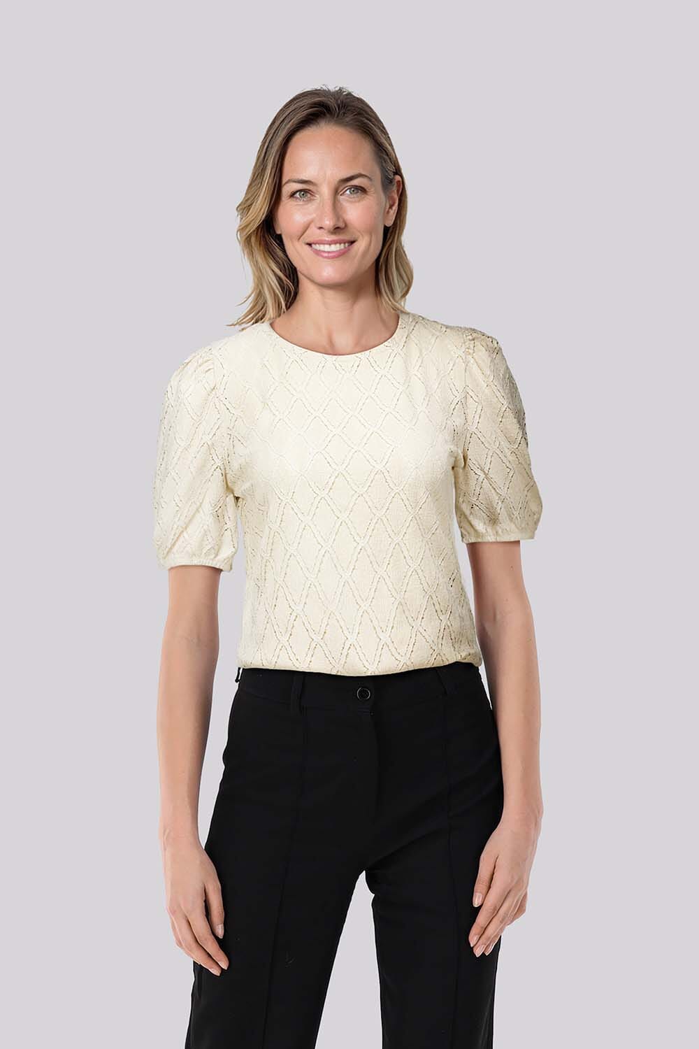 Enjoy Top Croche Halve Pofmouw Beige