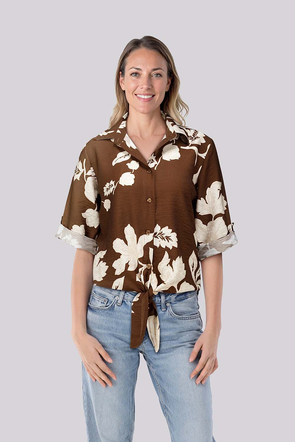 Enjoy Blouse All-Over Design Bruin