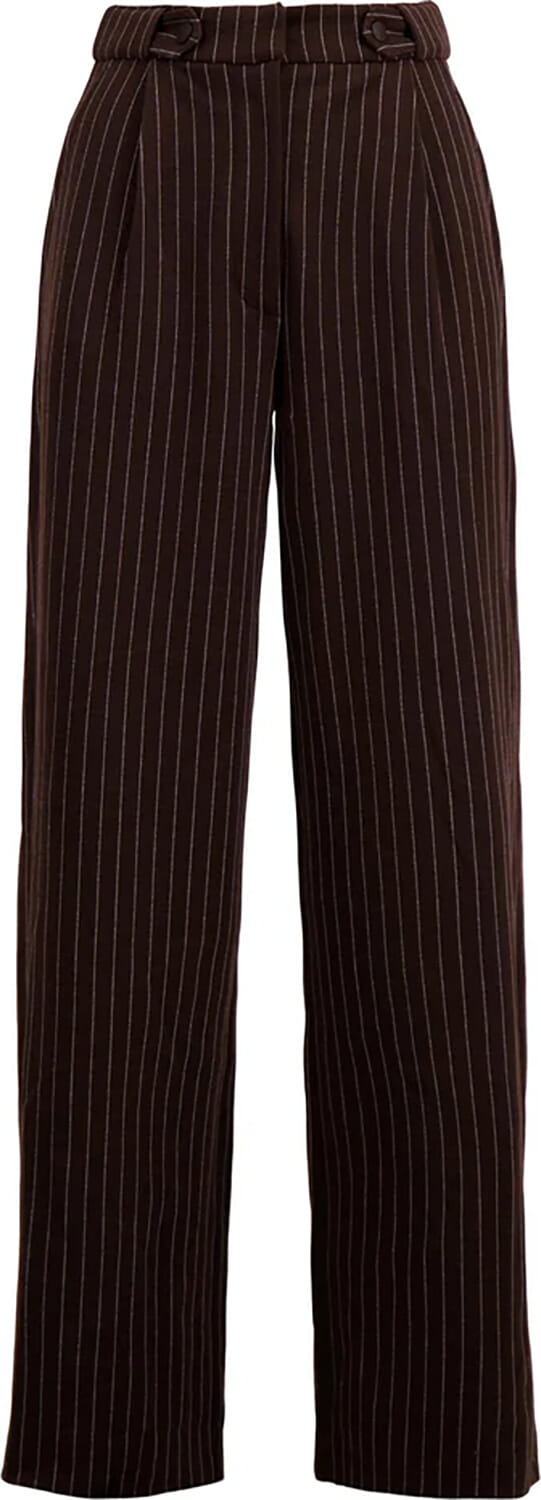 Zusss Broek Krijtstreep met Bandplooi Bruin