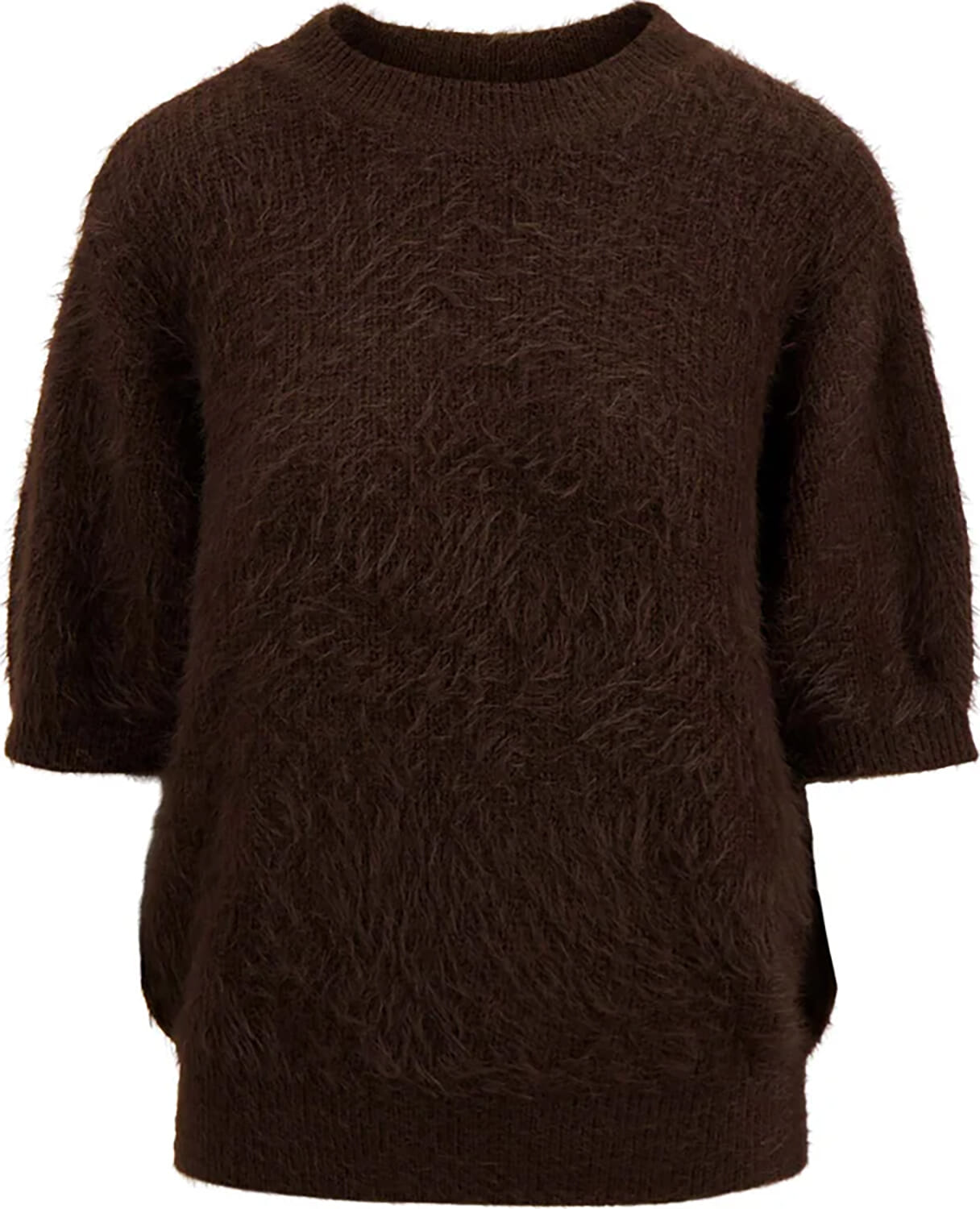 fluffy trui met ronde hals Bruin