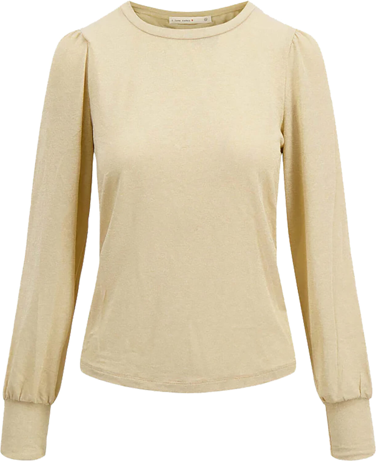 Zusss top met lange mouw en col shimmer Beige