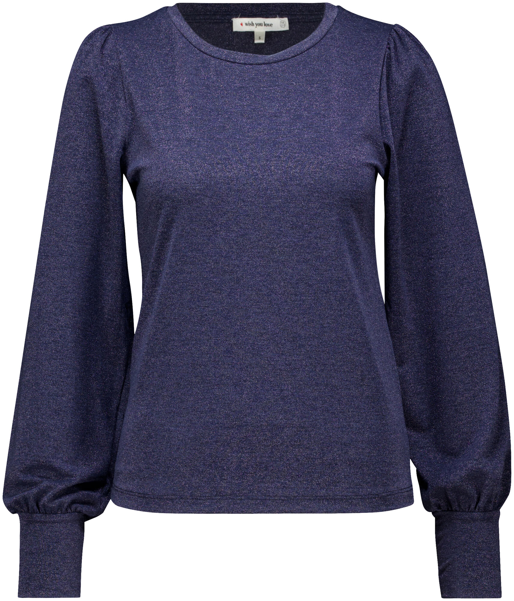 Zusss Top met Lange Mouw en Col Shimmer Blauw