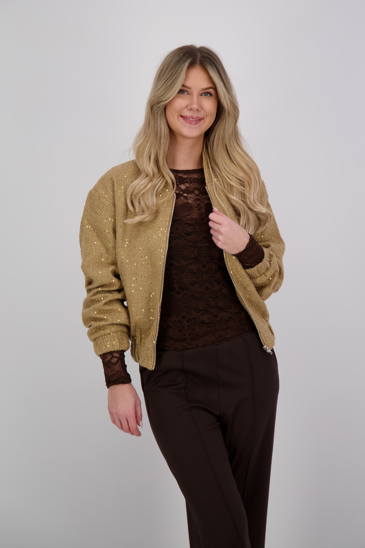 Zusss Bomberjas met Pailletten Beige