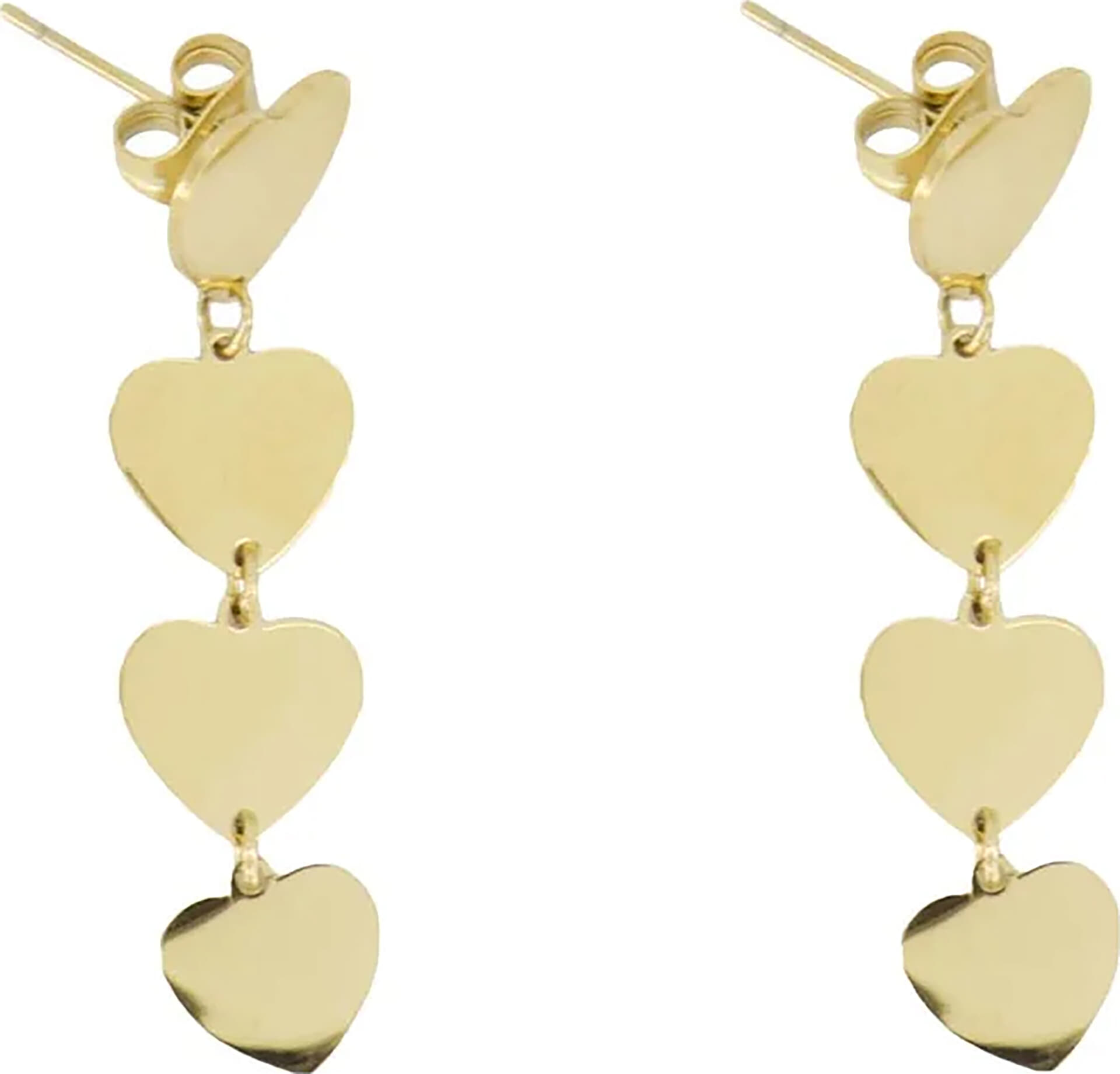 Zusss oorbellen met vier hartjes Goud