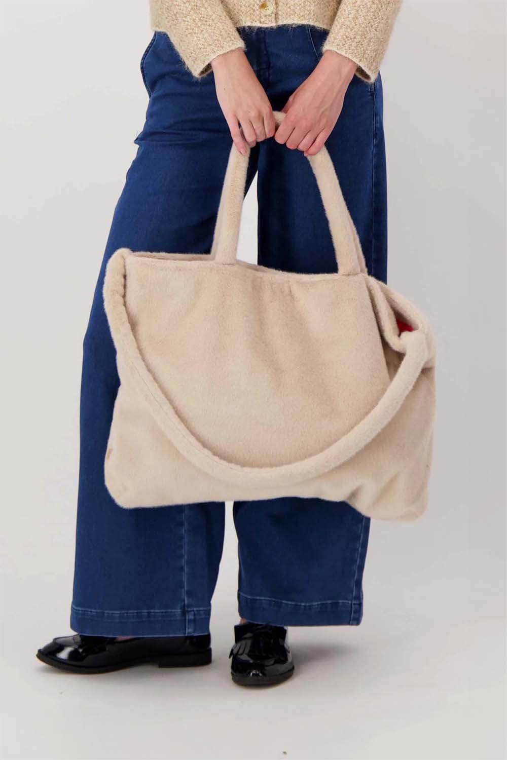 Zusss Shopper van fake fur Beige