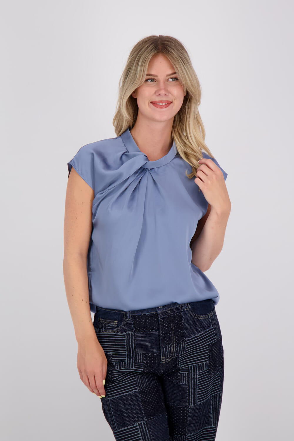 Neo Noir Top Fleur Drapy Blauw
