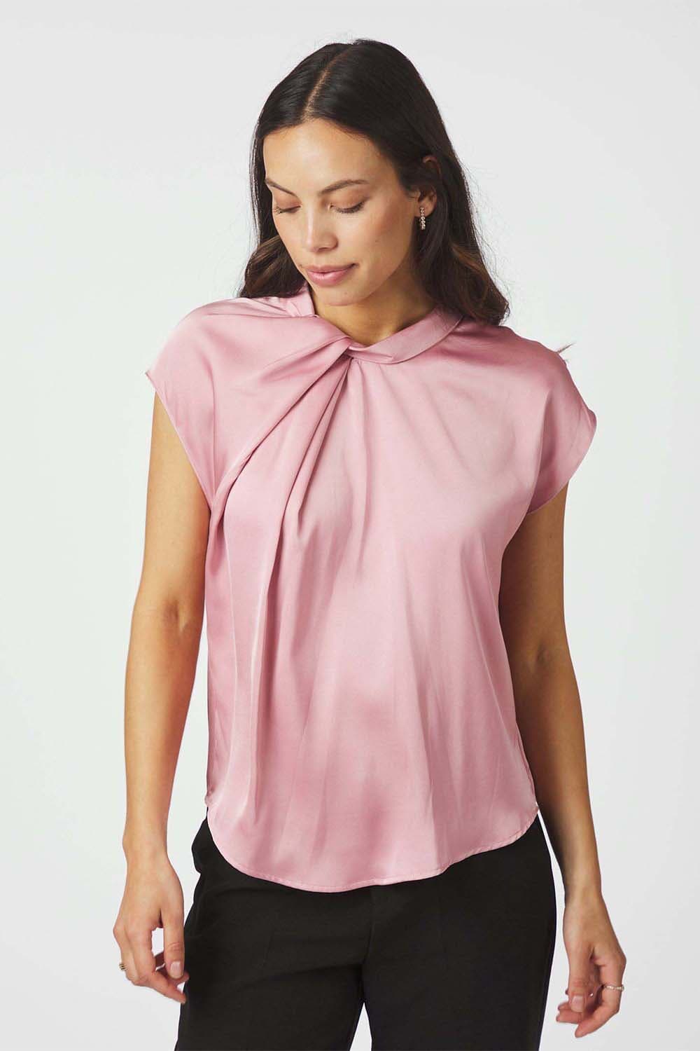 Neo Noir Top Fleur Drapy Roze