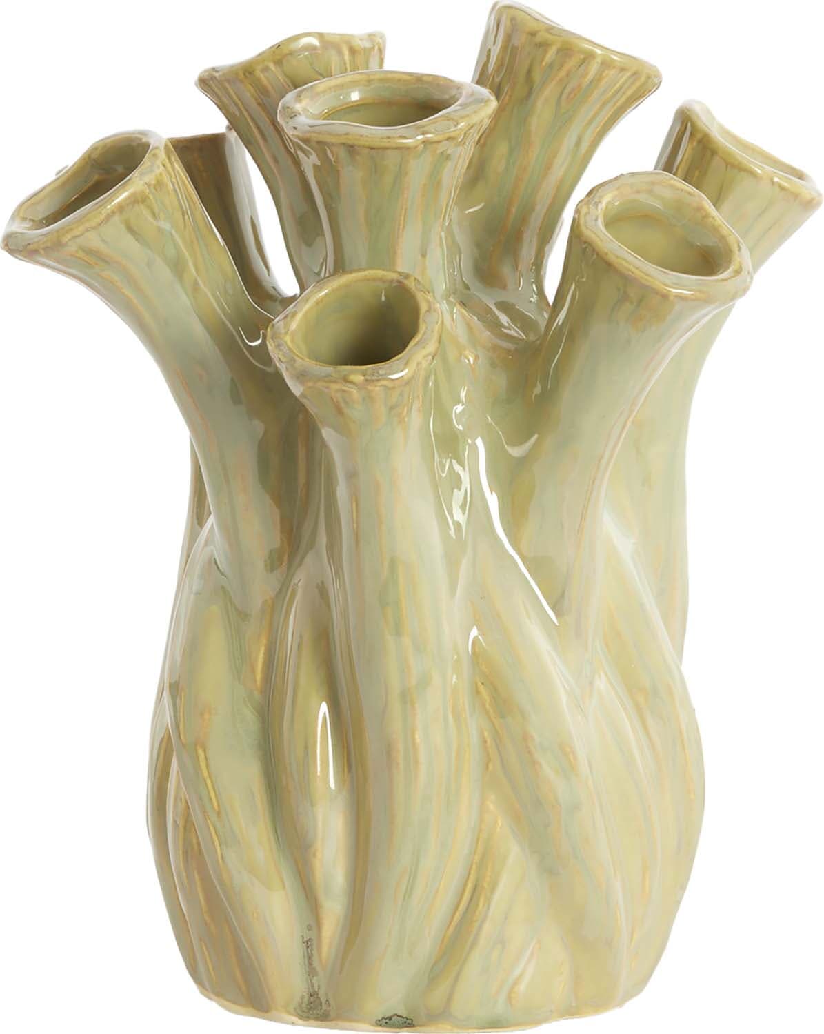 Bomont Collection Vase Lyset Ø17,5X20 Cm  Ceramics Olive Green Groen