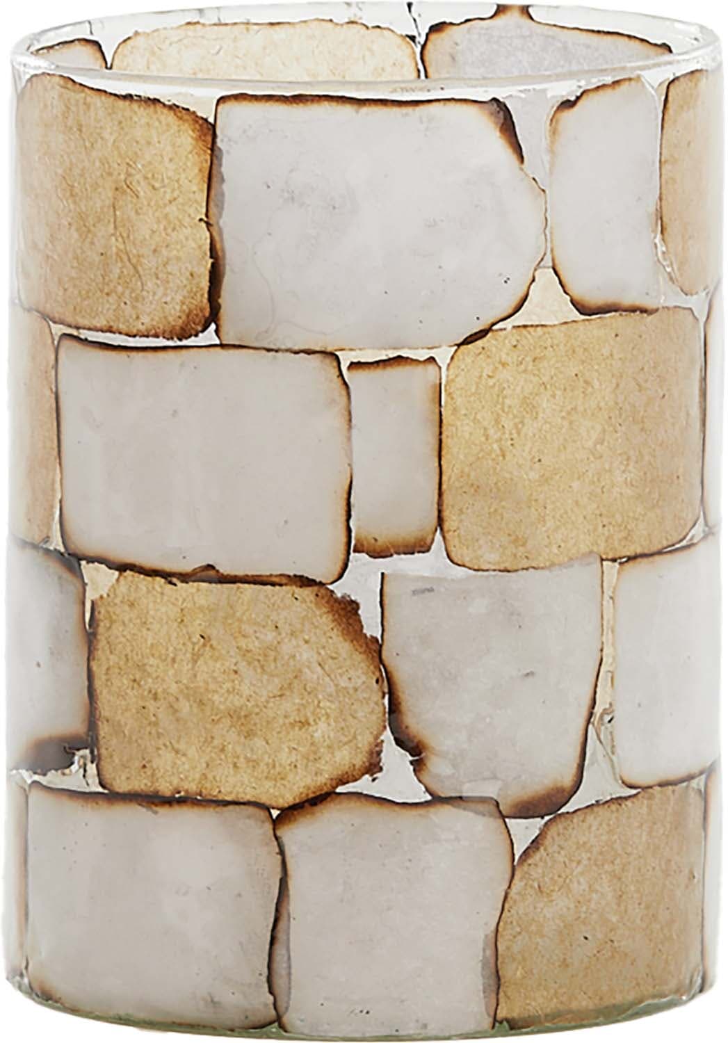Bomont Collection Tealight Dronero Ø10X13 Cm Glass Clear+White+brown Bruin