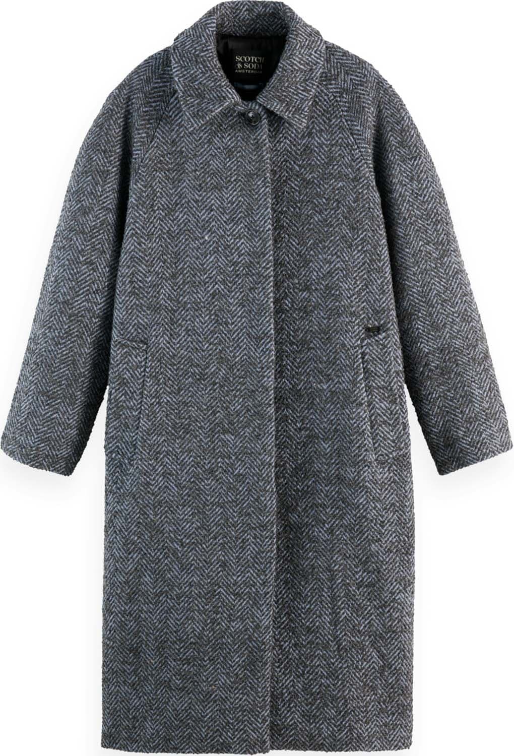 Scotch & Soda Wollen Jas Carcoat Grijs