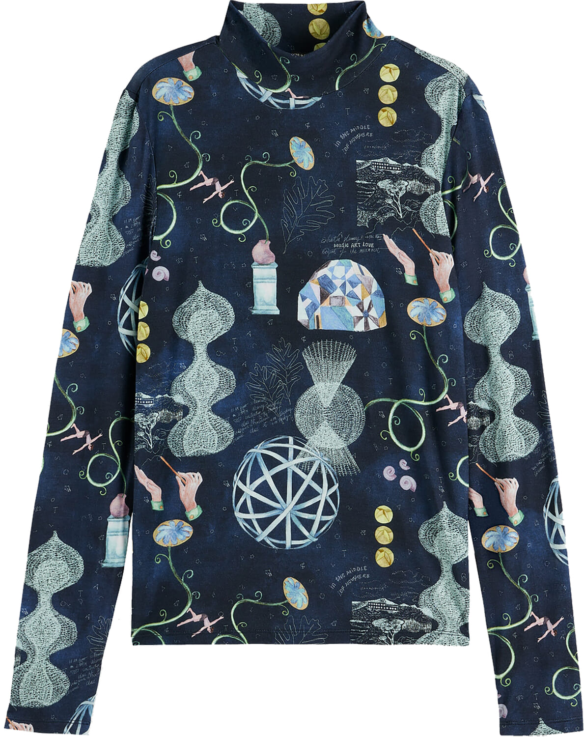 Scotch & Soda Longsleeve Ikat Feather Zwart