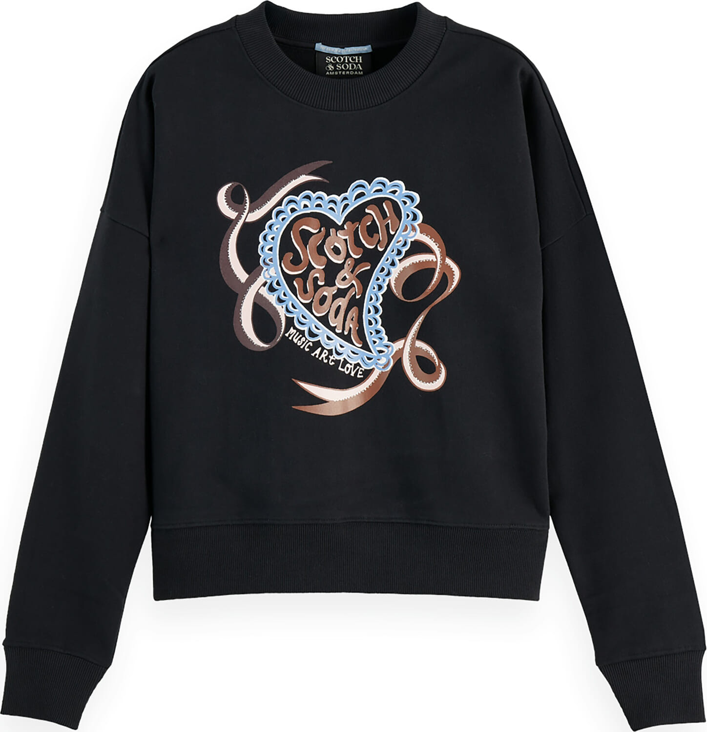 Scotch & Soda Sweater Chest Artwork Zwart