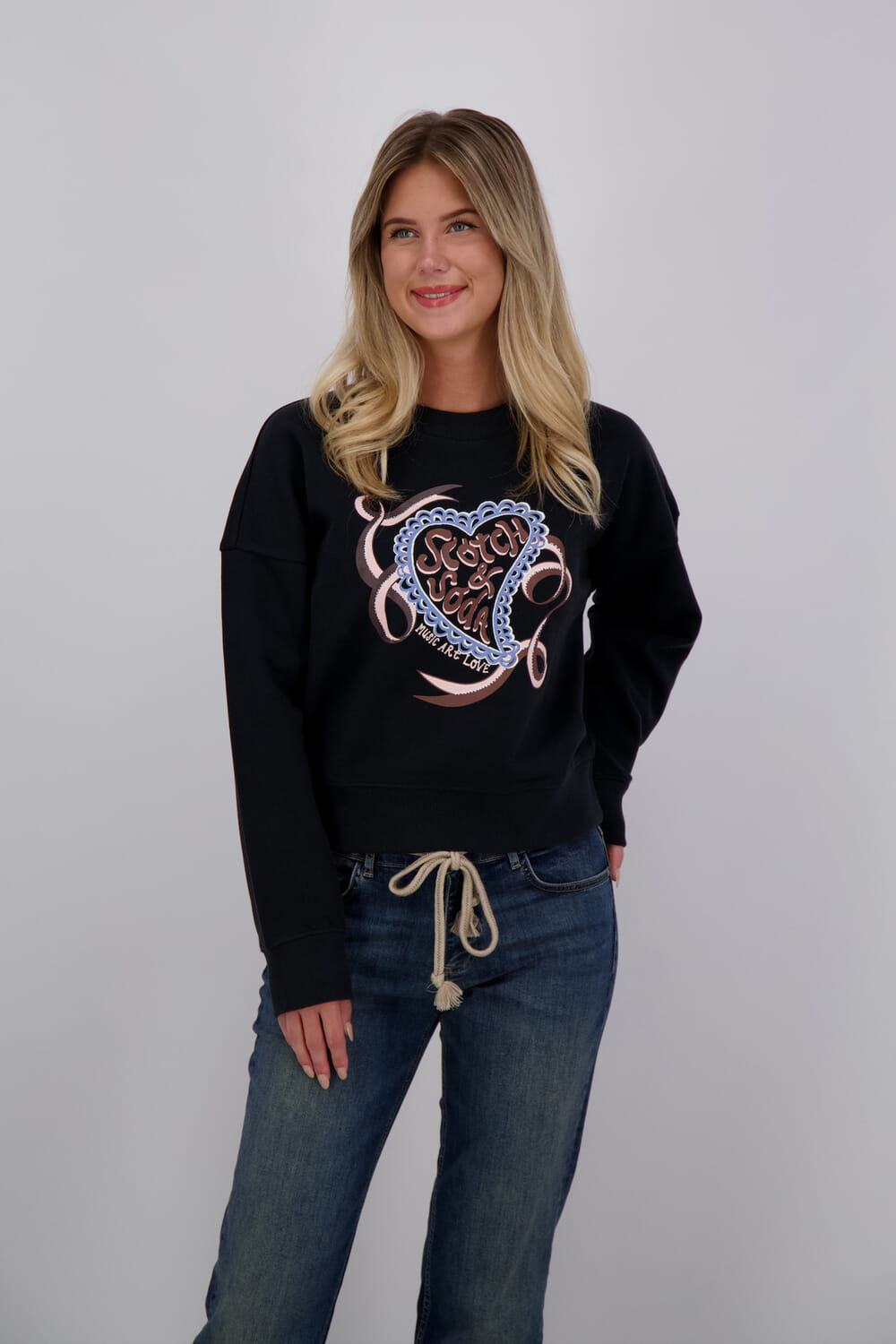 Scotch & Soda Sweater Chest Artwork Zwart