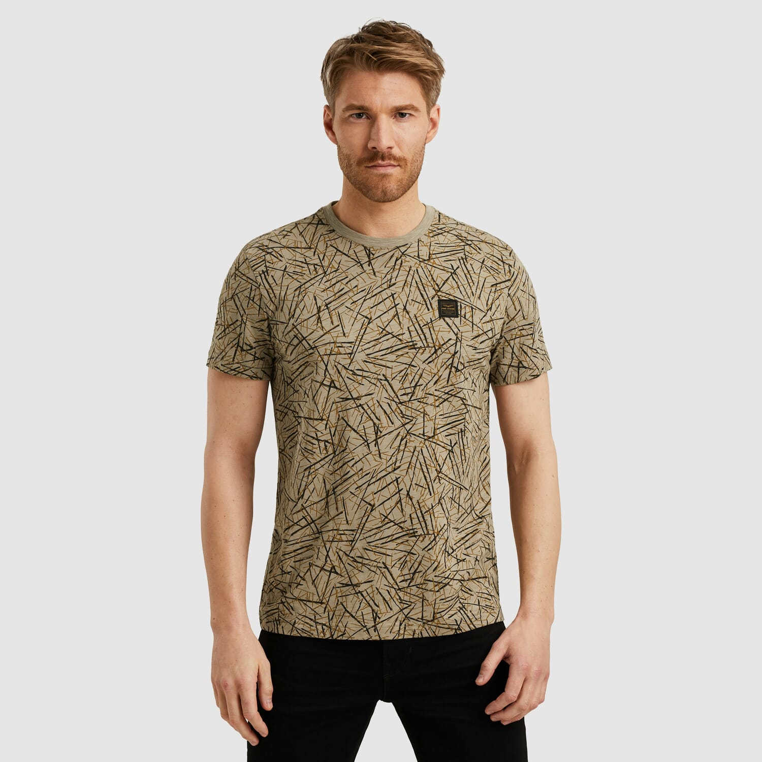 Pme Legend T-shirt met Allover Print Beige