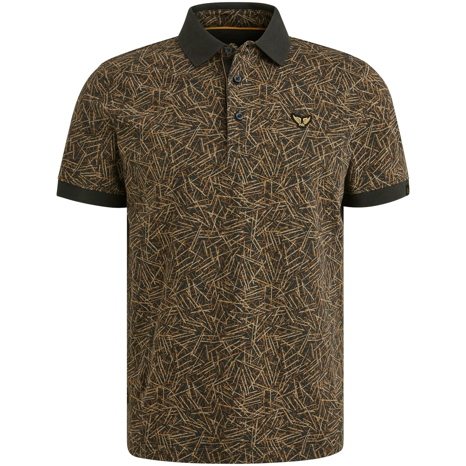 Pme Legend Polo met Allover Print Bruin