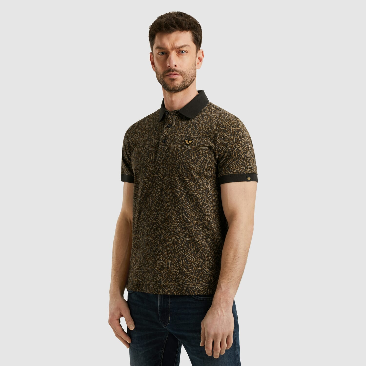 Pme Legend Polo met Allover Print Bruin