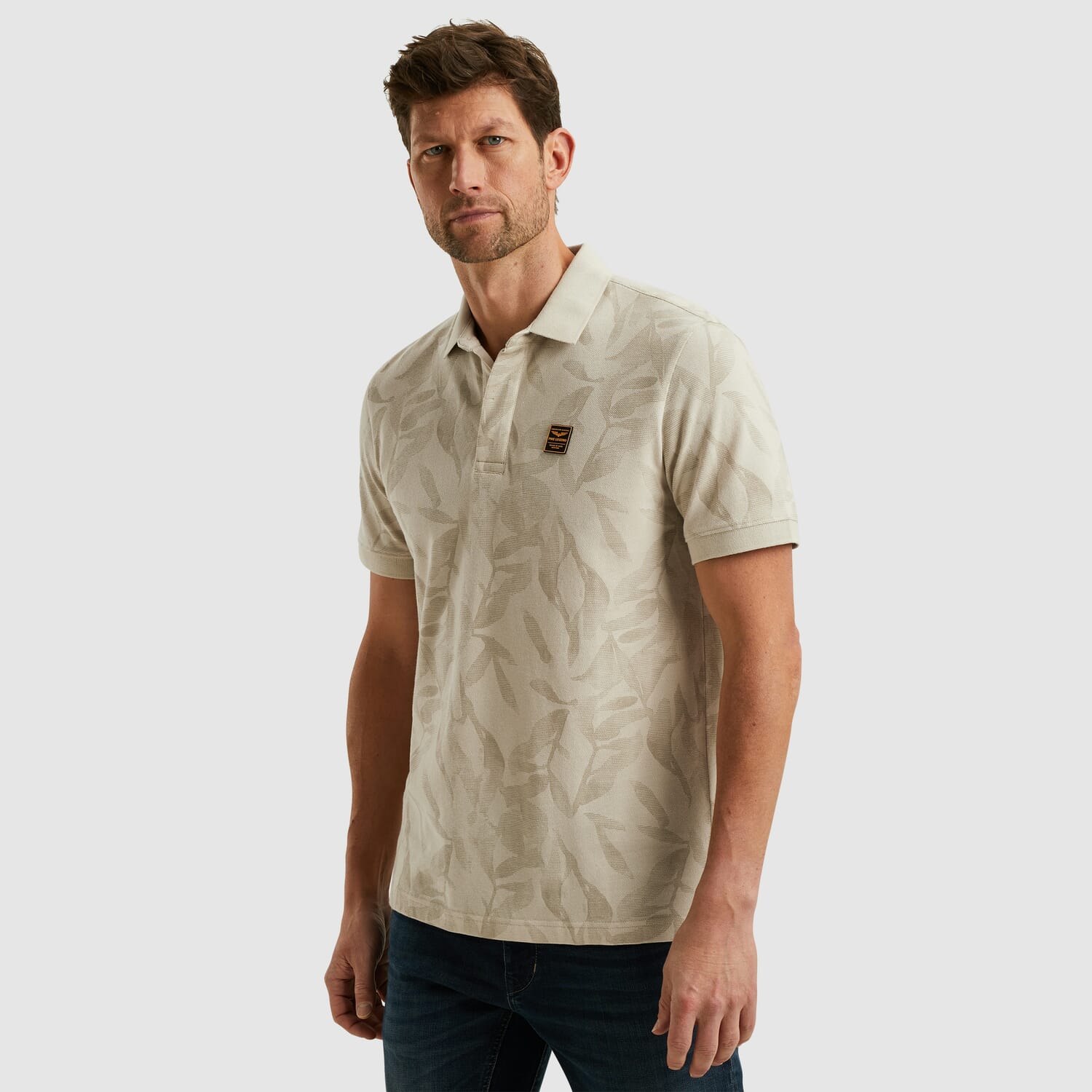 Pme Legend Polo met Allover Print Beige