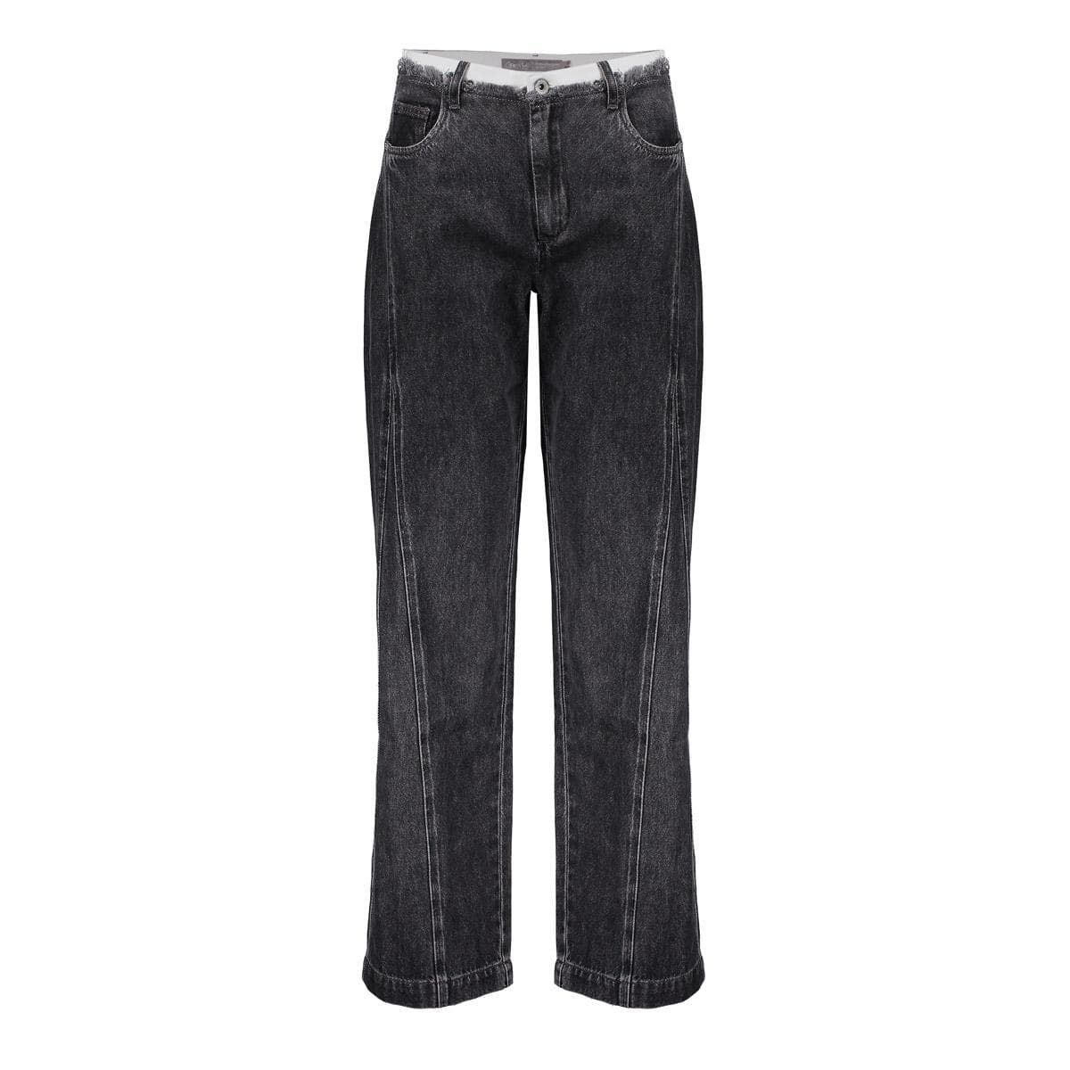 Geisha Jeans Wide Double Waistband Zwart