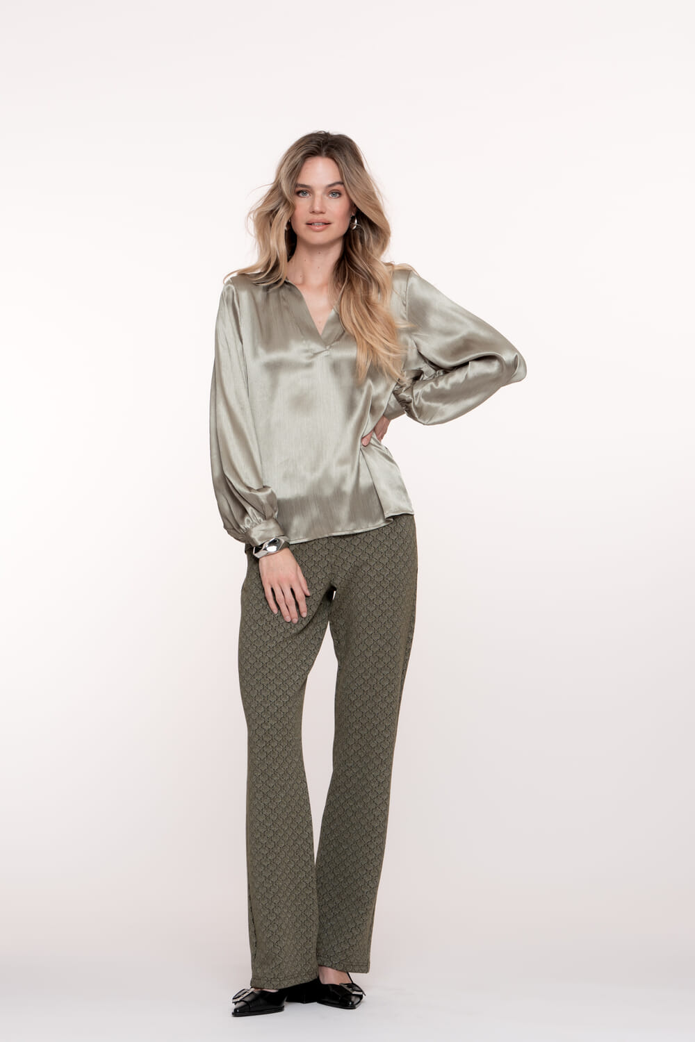 Geisha Broek Jacquard Lurex Groen