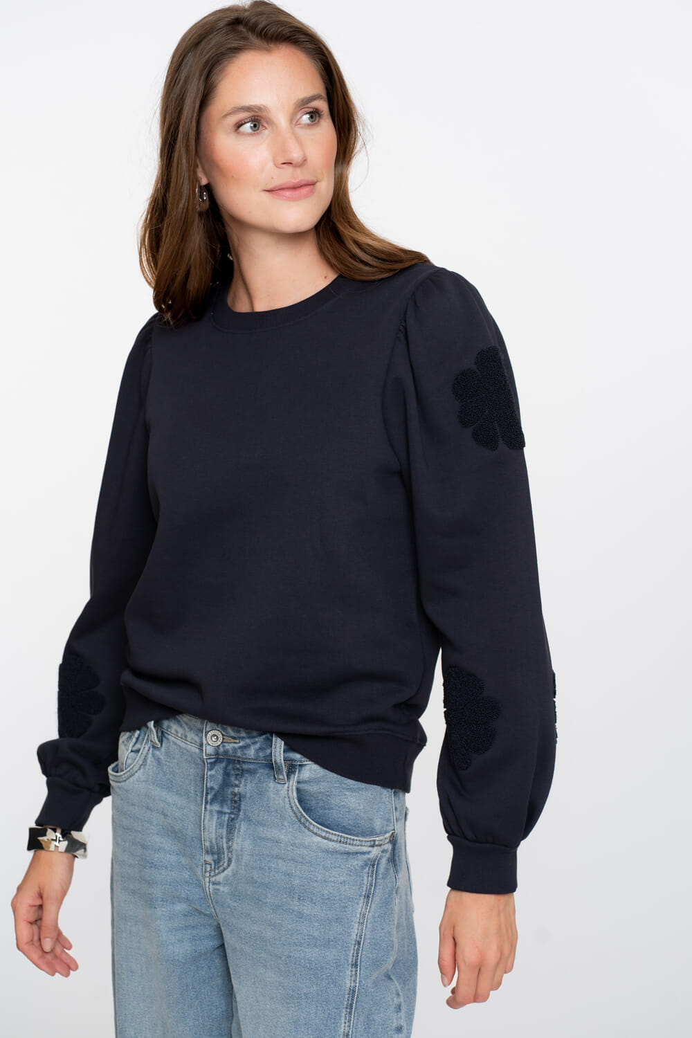 Geisha Sweater Big Flowers Blauw