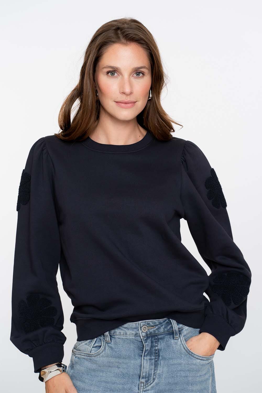Geisha Sweater Big Flowers Blauw