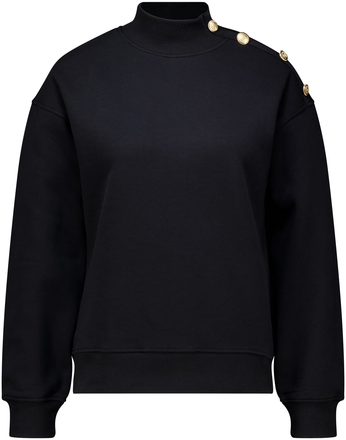 Geisha Sweater met Buttons op de Schouder Zwart