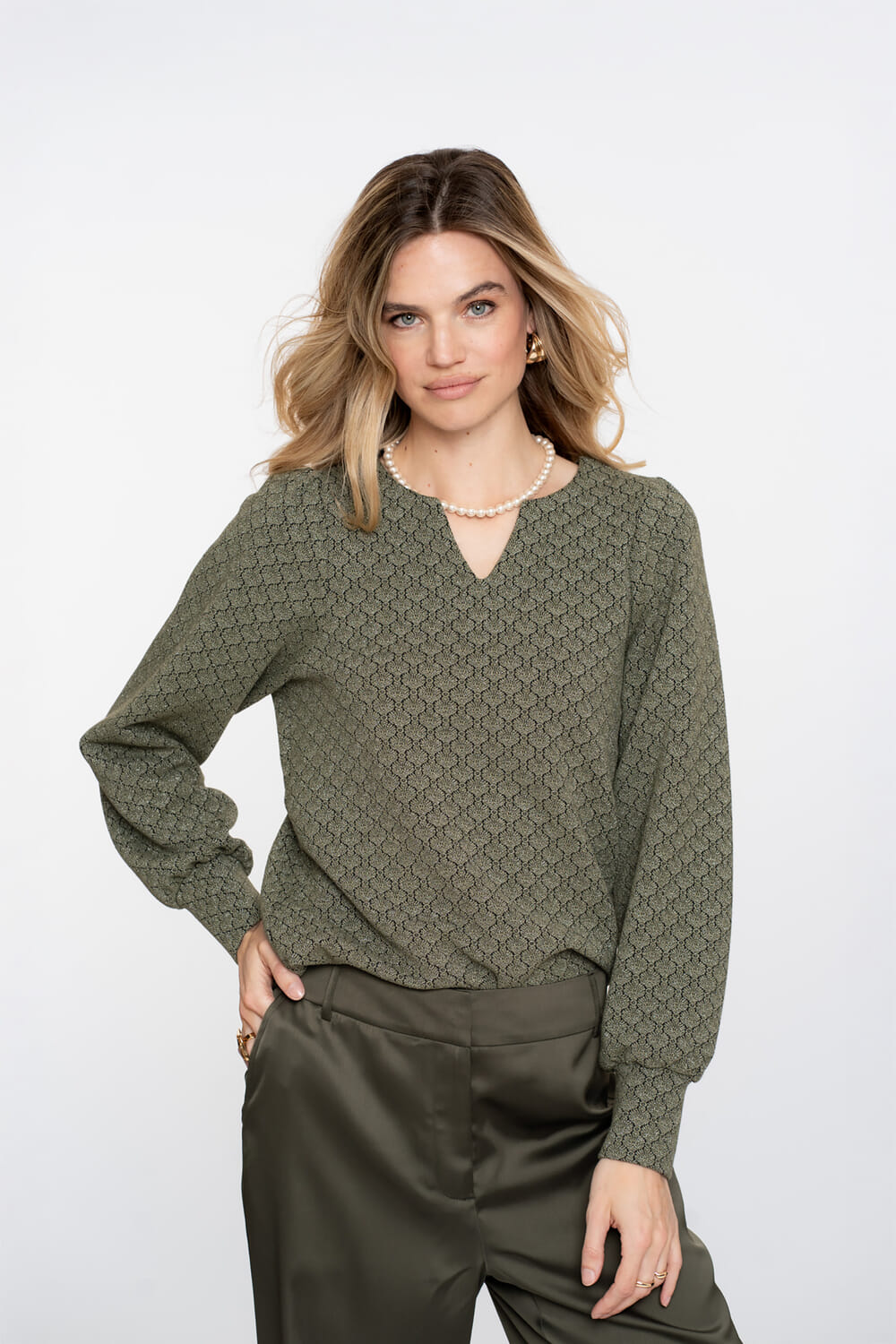 Geisha Top print Groen