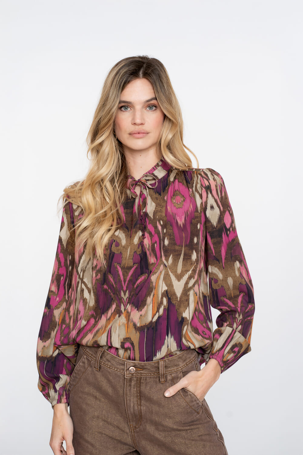 Geisha Top Print Bruin