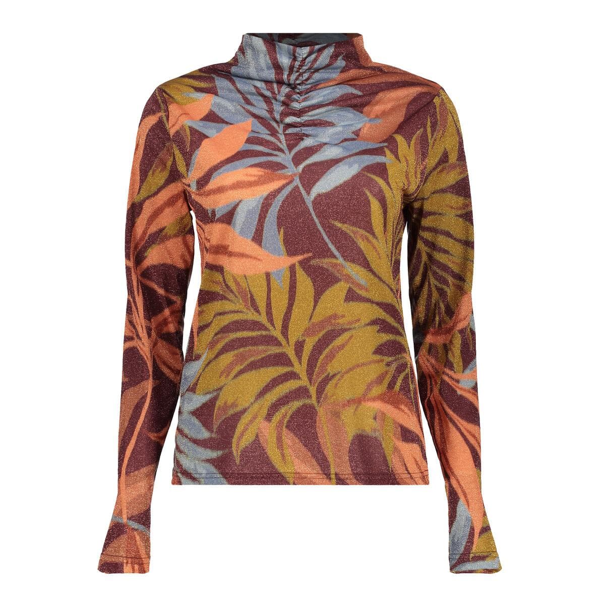 Geisha Top Print Lurex  Rood