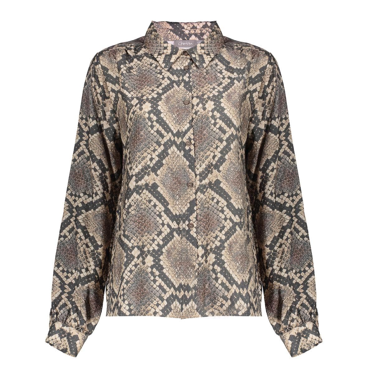 Geisha Blouse Animal Zwart