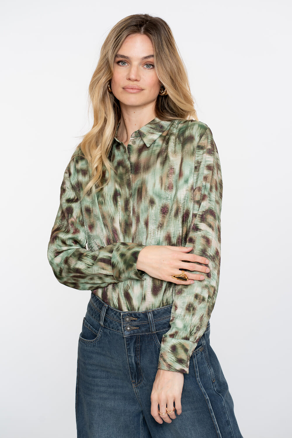 Geisha Blouse Print Groen