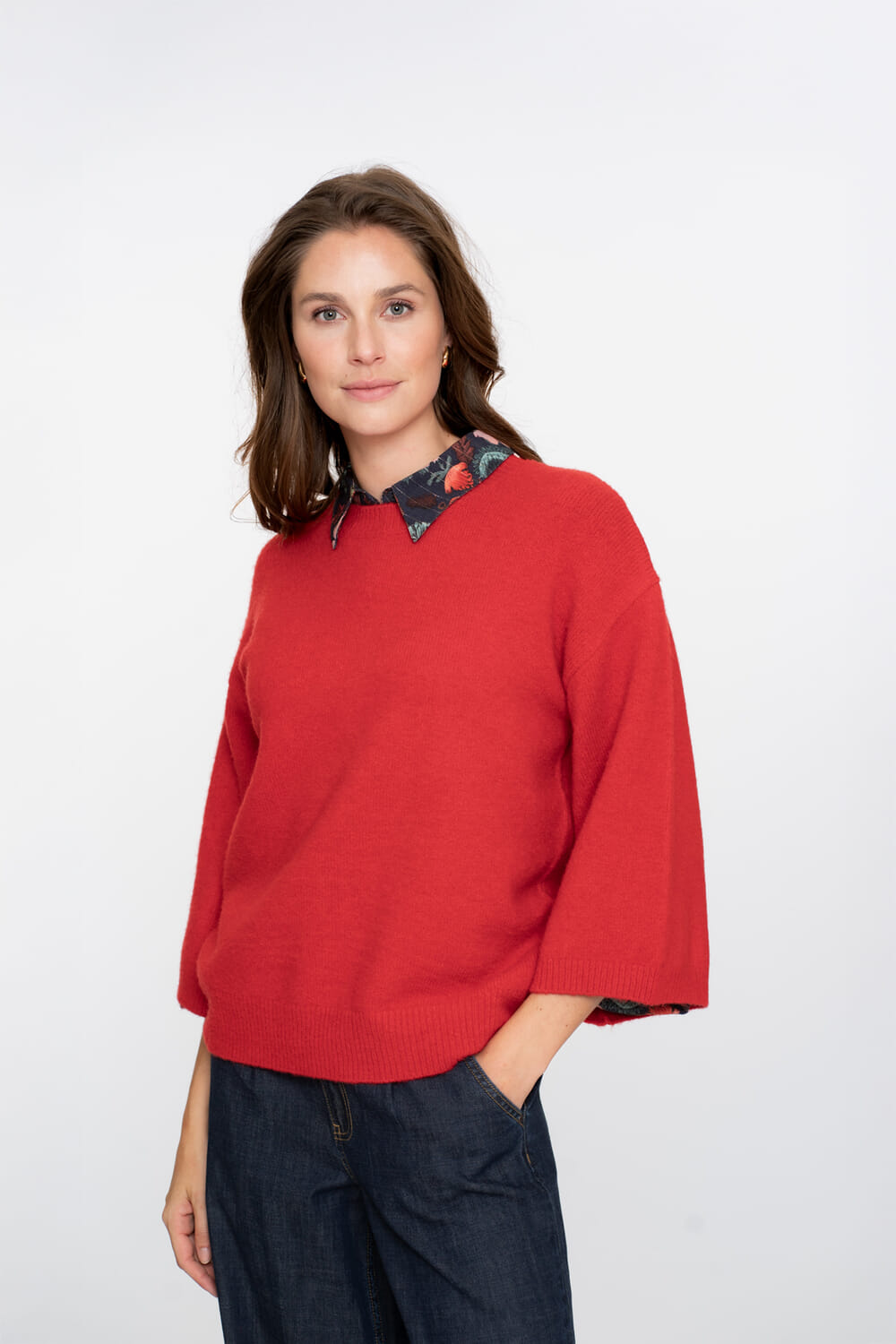 Geisha Pullover 3/4 Mouw Rood