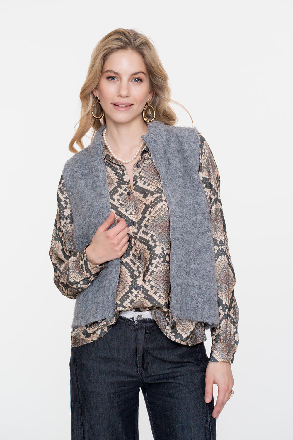 Geisha Vest Mouwloos Grijs