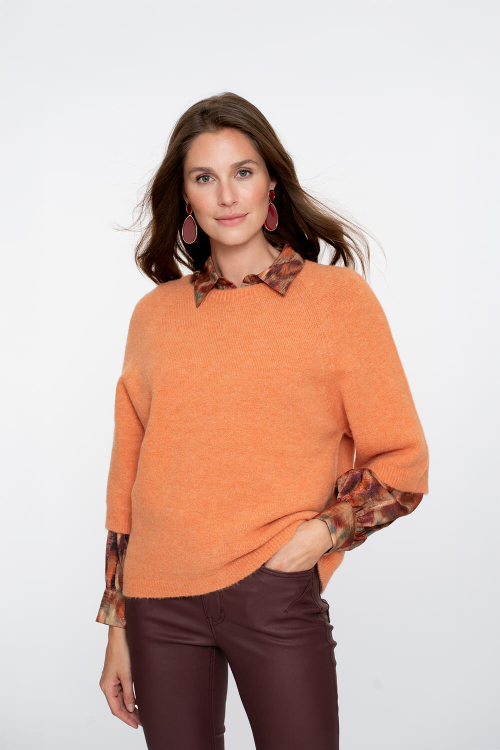 Geisha Pullover 3/4 Mouw Oranje