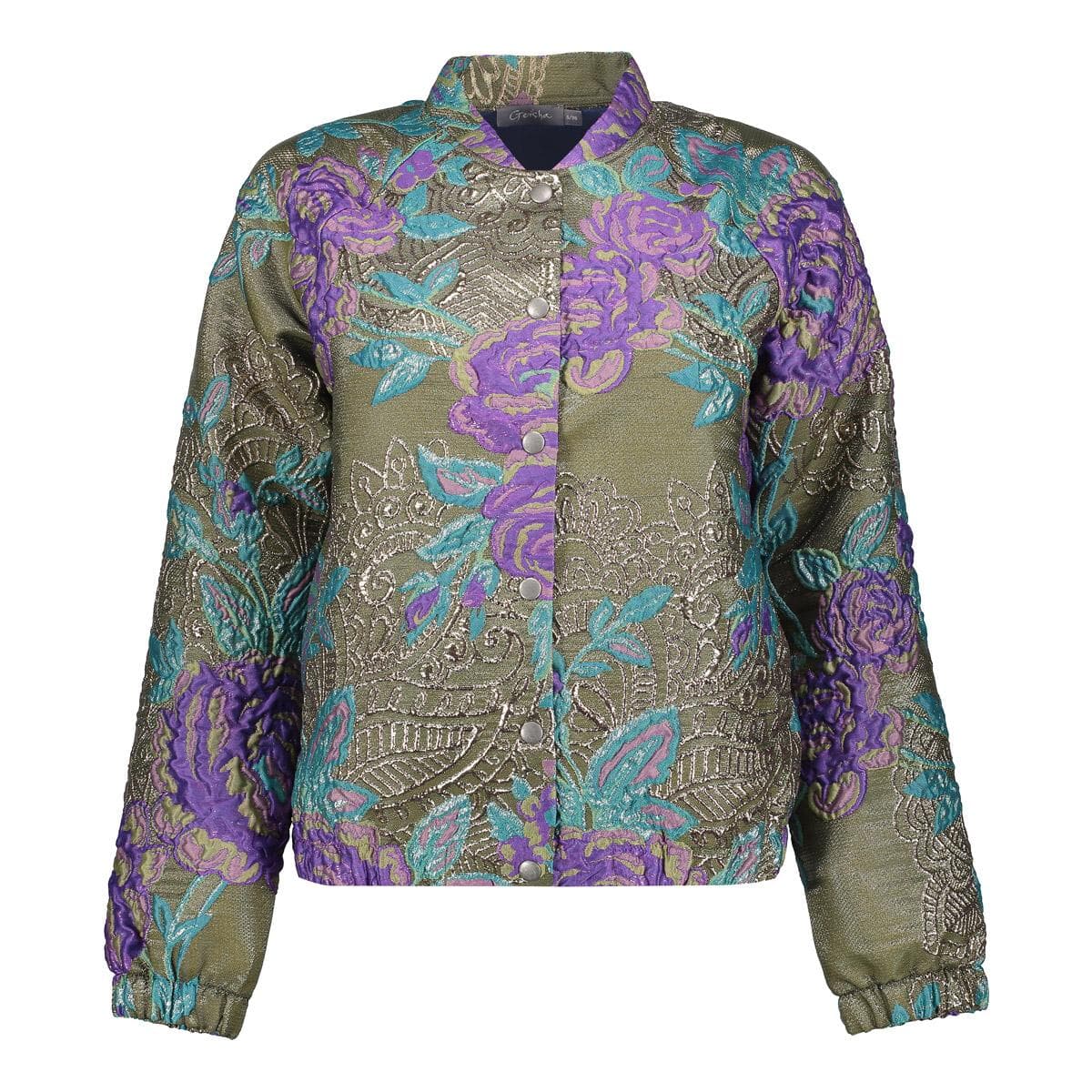 Geisha Jas Flowers Lurex Groen